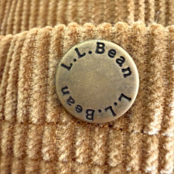 LL Bean Corduroy Sherpa Lined Shirt Jacket Men Large Tan Traditional Fit Snap Up - Picture 3 of 13